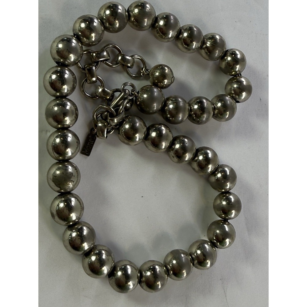 Monet Silver Tone 11mm Ball Bead On Chain 13-16" Collar Necklace Vintage